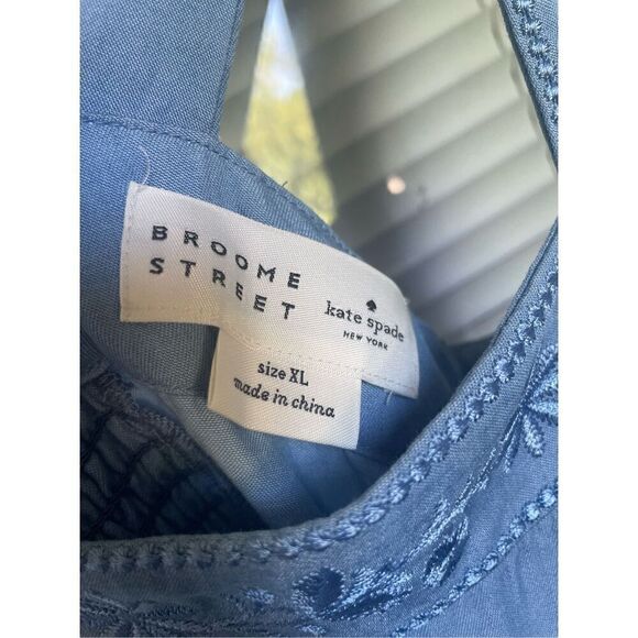 Kate Spade Broome Street Chambrey Midi Dress XL Blue Smocked Tiered Flowy - Picture 6 of 11